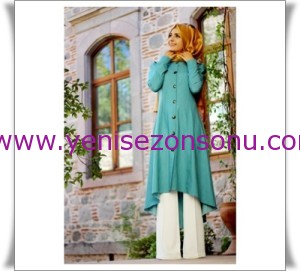 yeni sezon pınar şems 2014 yeşil tunik modelleri kapalı giyimi modelleri
